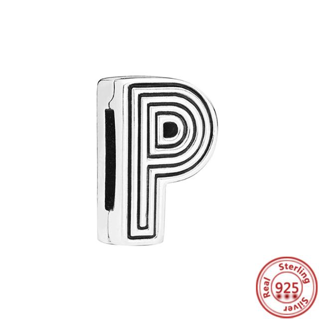 Стерлингового серебра 925 пробы, бусины, буквы, сердце, листья, круг, сверкающие клипсы, подвески, подходят для браслета с отражениями, ювелирные украшения