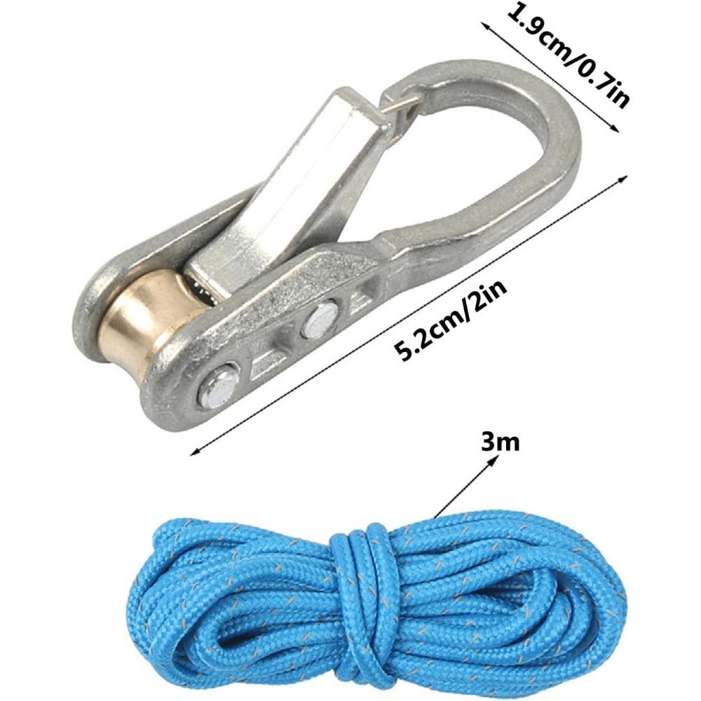 Набор из 6 роликов для веревки Paracord, Натяжитель-регулятор для веревки, Прочная пряжка-фиксатор из нержавеющей стали без узлов, Крепление для натяжения груза