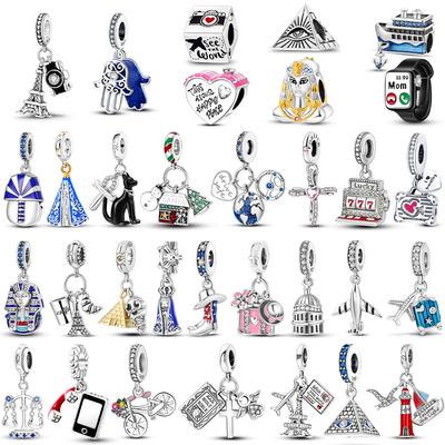 Оригинальный медный шарм в виде пирамиды Эйфелевой башни, флаг страны для путешествий, подходит для браслета, ожерелья, бусины, подвеска, женские украшения DIY, подарок