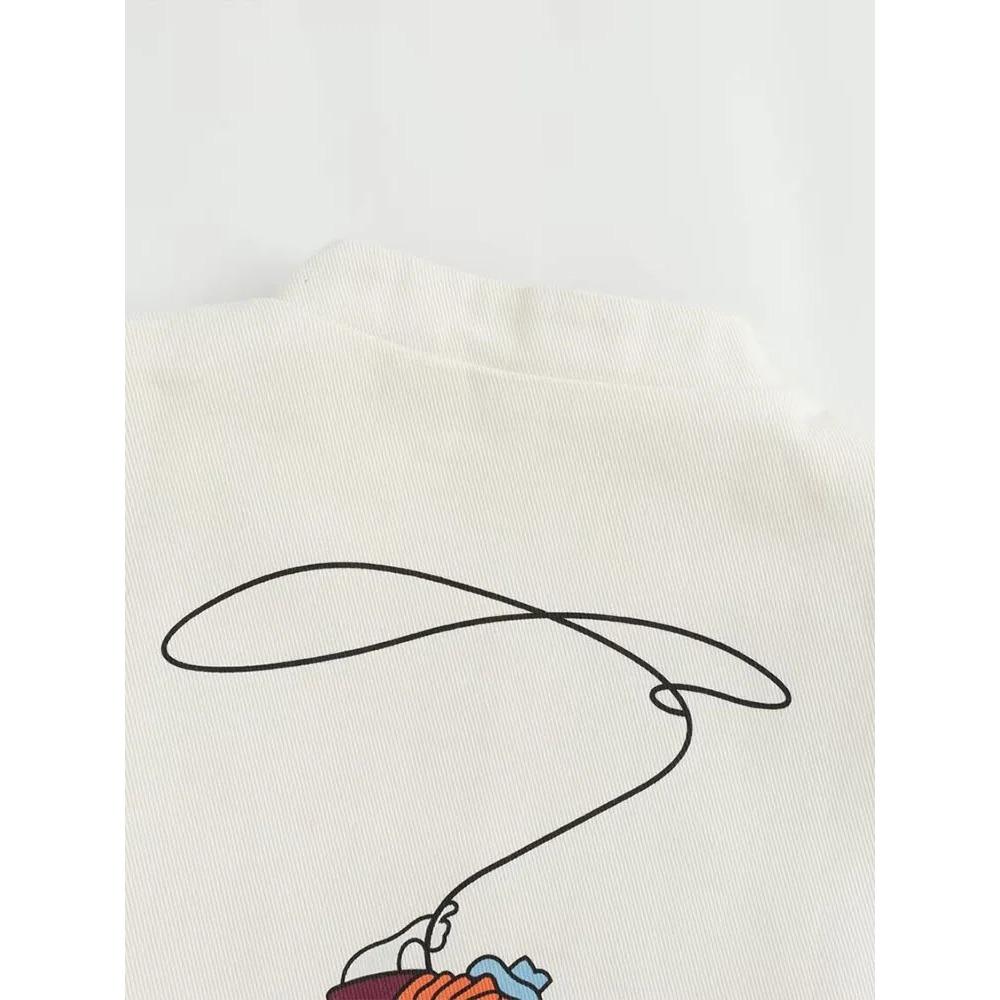 Spring and Autumn Cartoon Print Baseball Ladies Simple Round Neck Single Breasted Casual Long Sleeve Jacket New Coat