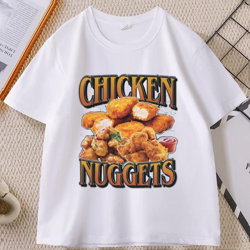 Chicken Nugget Vintage Graphic Women TShirt Funny Nuggets Meme T Shirt Retro Comfortable 90s Graphic Trendy Tee Streetwear Tops