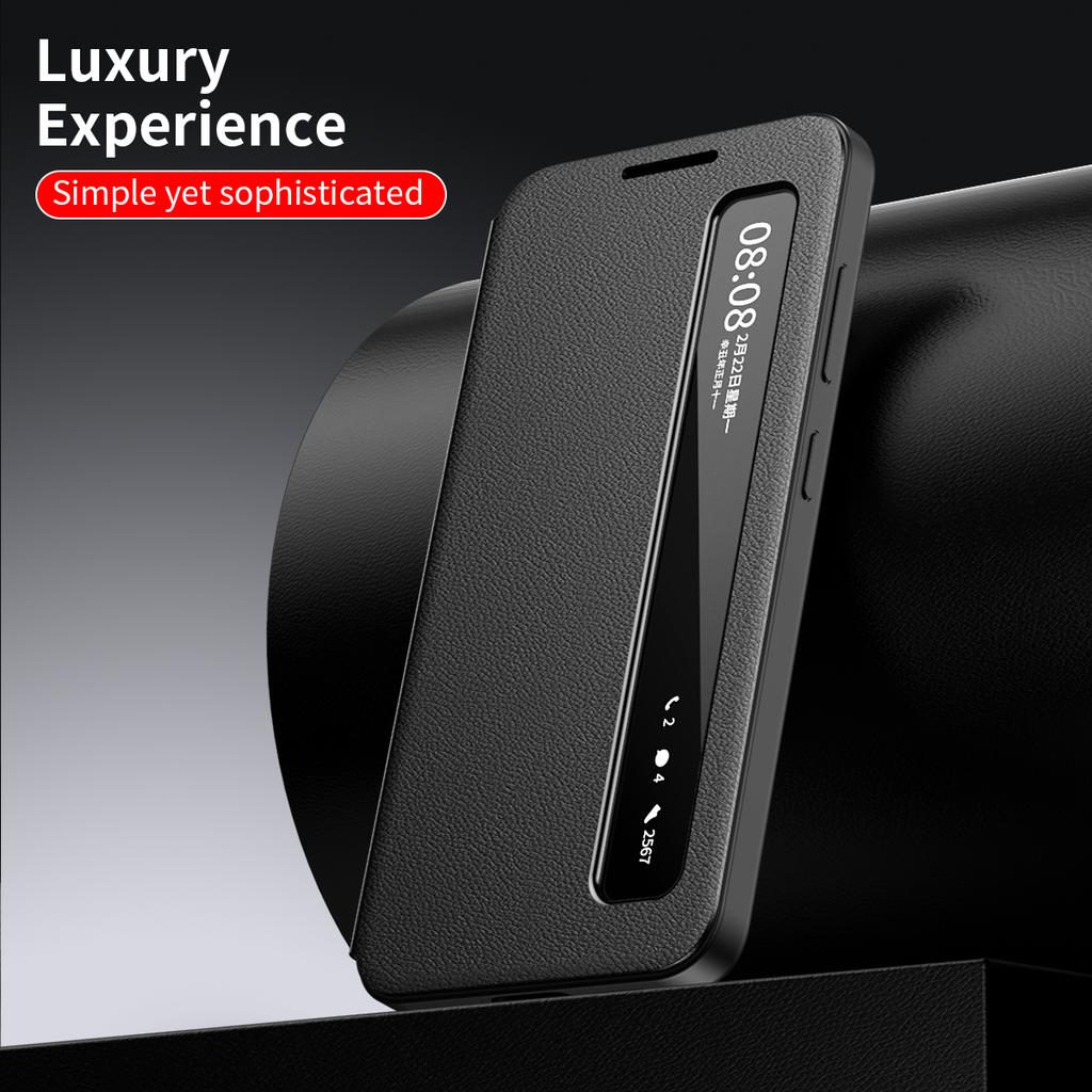 Умный чехол-книжка для Samsung Galaxy S25 Ultra с функцией пробуждения/сна через приложение, держателем для карт-кошелька и поверхностью, не оставляющей отпечатков пальцев