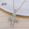 Retro Religious Pendant Necklace Catholic Christian Necklace, Colorful Rhinestone Statement for Women Daily Wear, Jewelry Gift Elegant