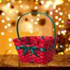 Christmas Gift Basket Woven Creative Multifunction Lightweight Empty Reusable with Bow