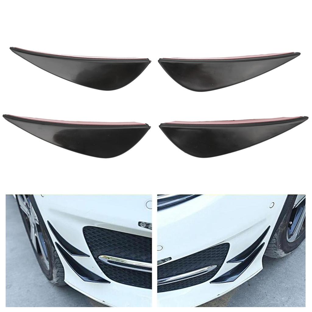 4pcs Front Bumper Air Knife Spoiler Modification Universal Diffuser PVC Paste TypeGlossy Black