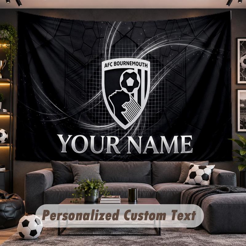 Bournemouth Football Personalized Tapestry Support Custom Name, Wall Art Home Decoration