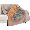 Bearded Dragon with Blooming Opuntia Cactus and Boston Ferns with Crystals Throw Blanket Anniversary gift for him