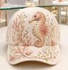 New light blue devil fish three-dimensional relief embroidery baseball cap pearl rhinestone flower seaweed cap