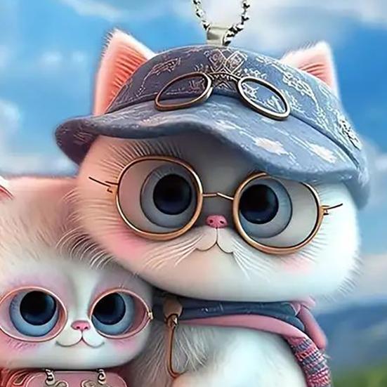 2D Плоский Кот Автомобильный Шарм Зеркала Заднего Вида Акриловый Мультяшный Кот Подвесное Украшение на Новогоднюю Елку Автоаксессуары для Декора Окна Стены