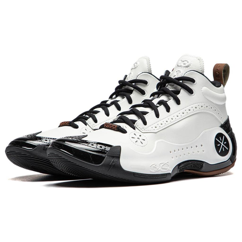 Li Ning WOW 10 Джентльменские Нескользящие Износостойкие Средние Баскетбольные Кроссовки Мужские Черно-Белые ABAS075-6