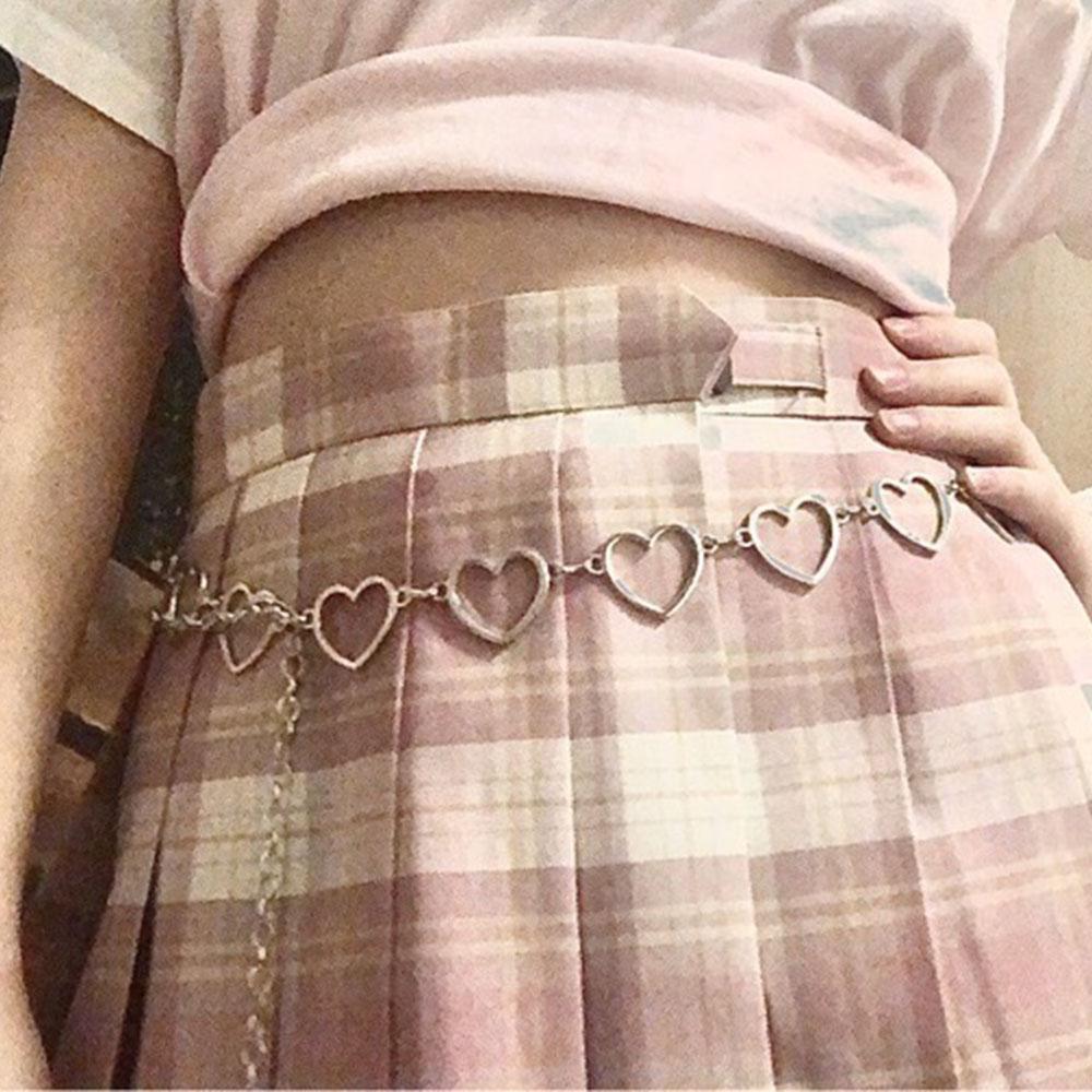 Personality Waist Hollow Metal Love Heart Women Heart Belts Pants Chain Waistband Waist Chain