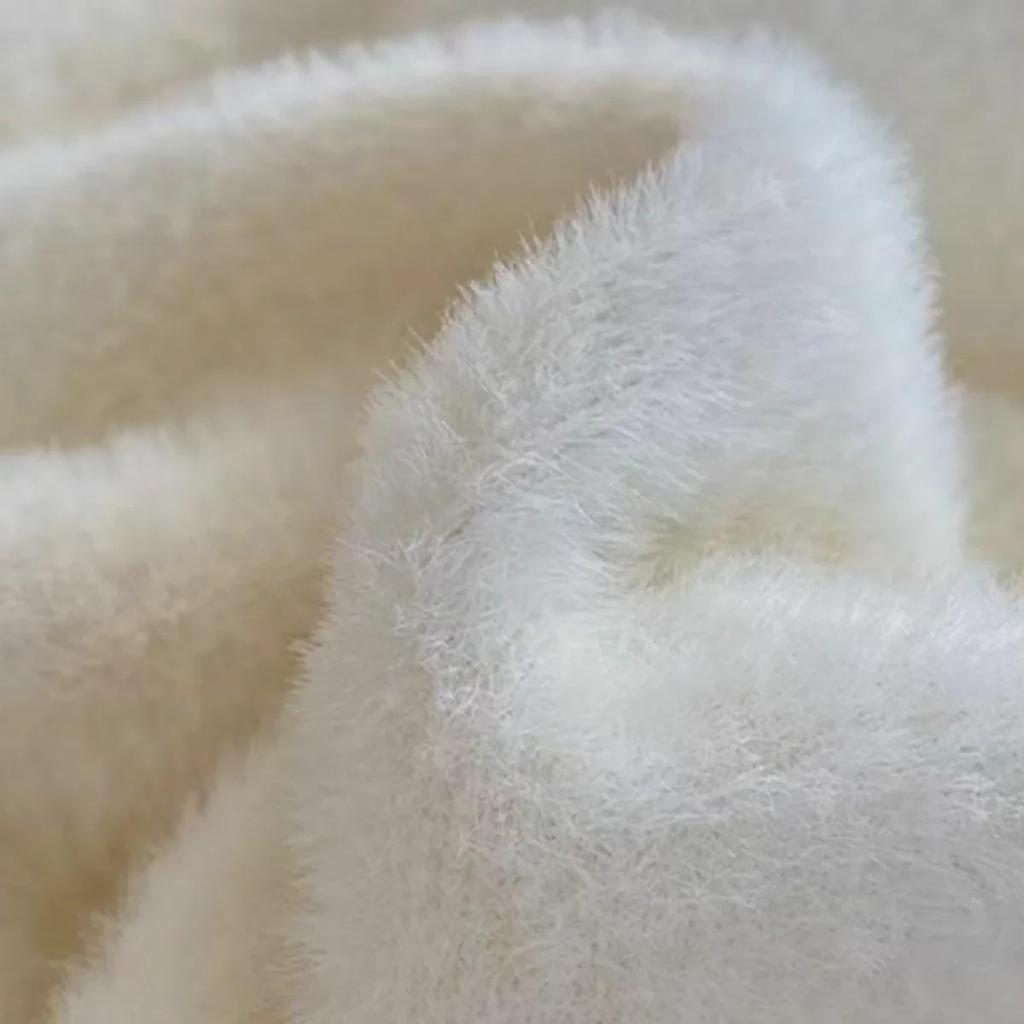 Женский флисовый трикотажный топ: Полувысокий воротник, плюс бархат, плотный, универсальный базовый слой для осени/зимы.