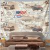 "Vintage Route 66 Road Trip Map" Pattern Wall Hanging Tapestry Decorative Tapestry Home Decor for Bedroom and Living Room