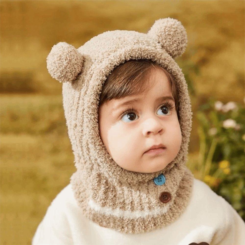 Plush Balaclava Pullover Hat Rabbit Kids Hooded Beanie Warm Ear Protection Scarf Cap Outdoor