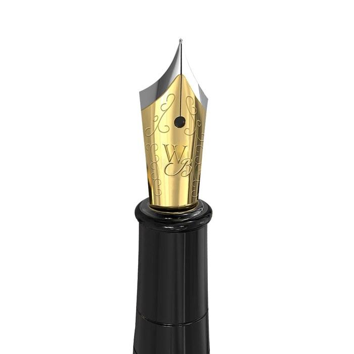 Erudite Fountain Pen - Medium Nib (Black section, Gold trim) - 1pc