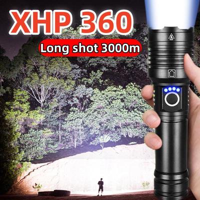 XHP360 Мощный фонарик с зумом Перезаряжаемый фонарик Водонепроницаемый фонарь для кемпинга и рыбалки