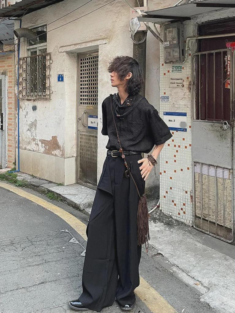 Брюки-драпы в стиле ретро в японском стиле унисекс