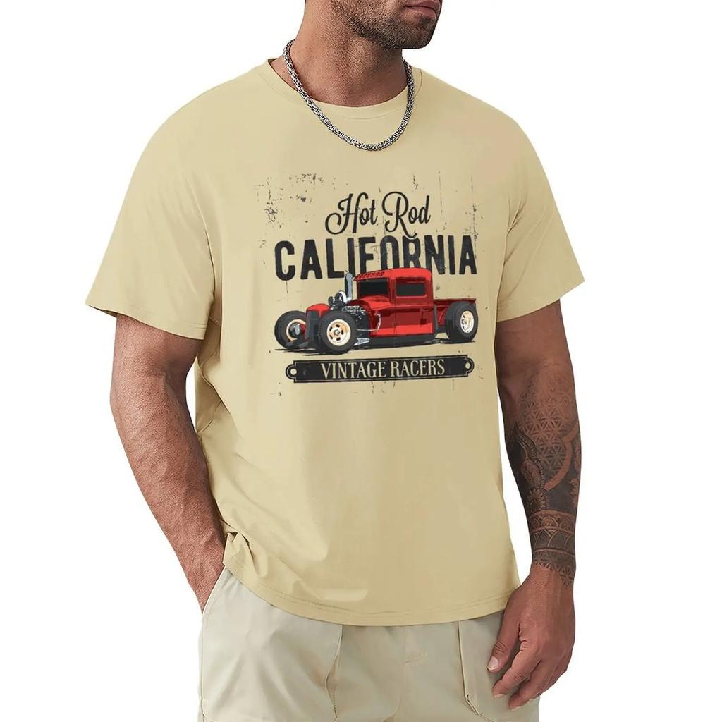 Футболка Hot Rod California Vintage Футболка Harajuku с коротким рукавом Футболка с графикой из 100% хлопка