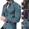 Men Spring Summer Shirt Turn-down Collar Single-breasted Slim Fit Long Sleeve Buttons Soft Breathable Flower Print Mid Length Men Top