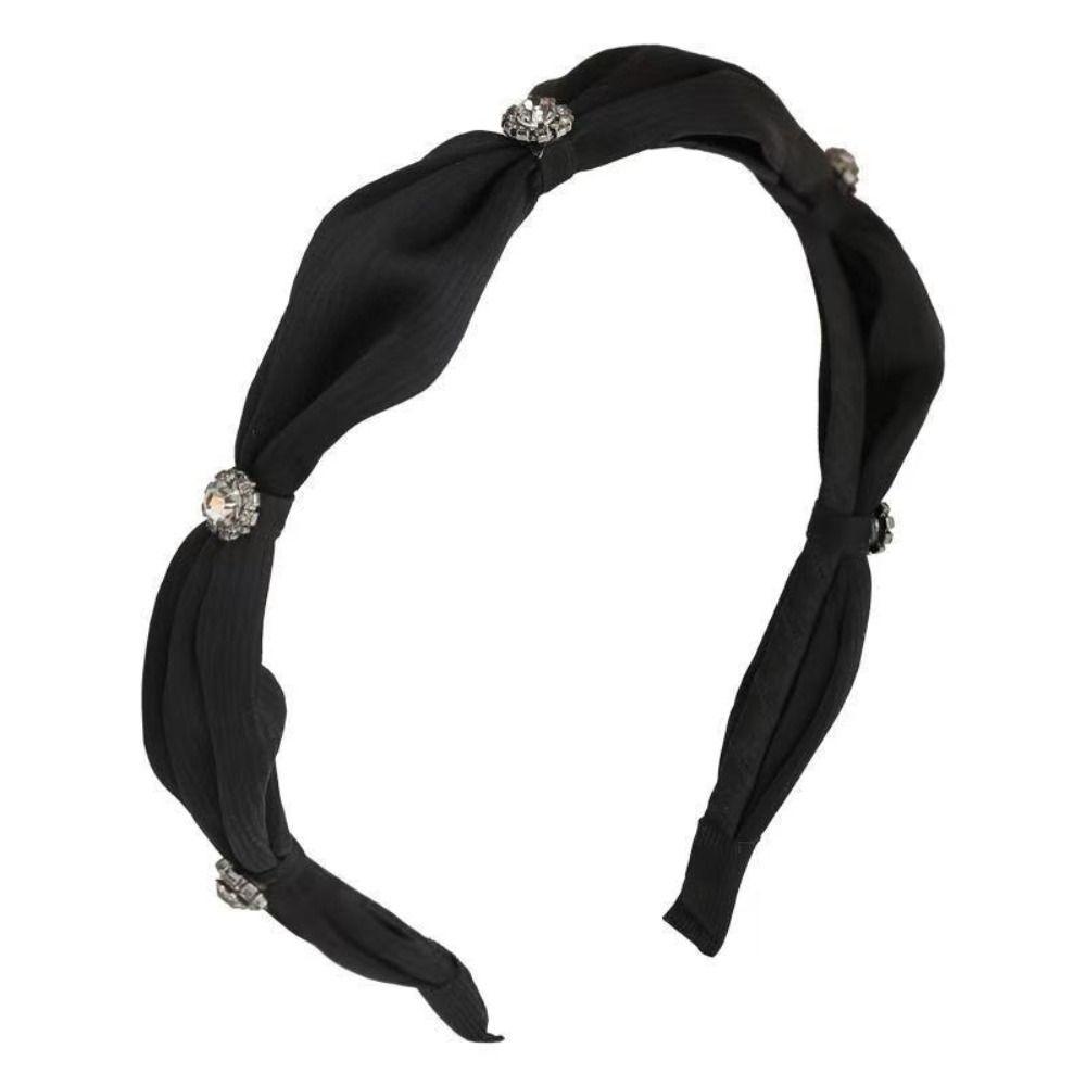 Diamond Encrusted Anti Slip Hairband Handmade Elegant Hair Clip Satin Hairband For Women