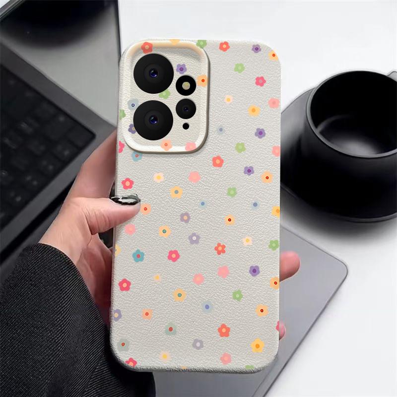 Мягкий чехол с цветочным принтом и текстурой из кожи для Xiaomi 13T Poco X6 M6 Redmi Note 14 Pro 13 12 11, защита линз, противоударный матовый чехол для телефона из ТПУ