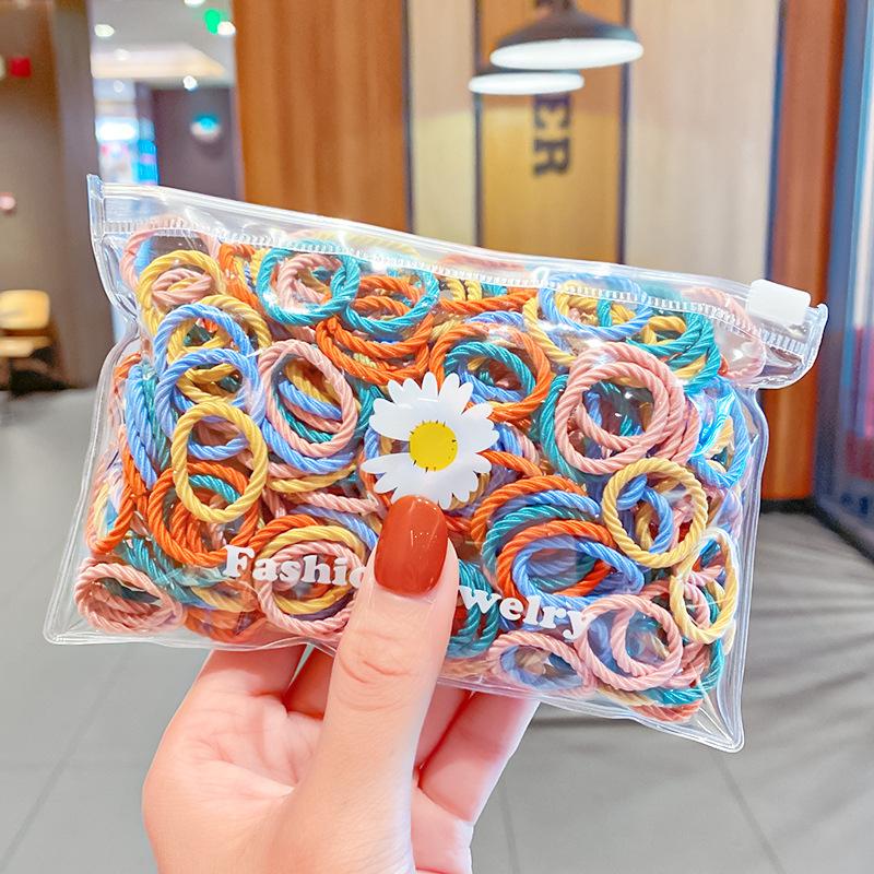 100 шт./пакет Простые практичные маленькие резинки для волос для девочек и детей, эластичные резинки для волос, аксессуары, резинка для волос, кольцо, головной убор