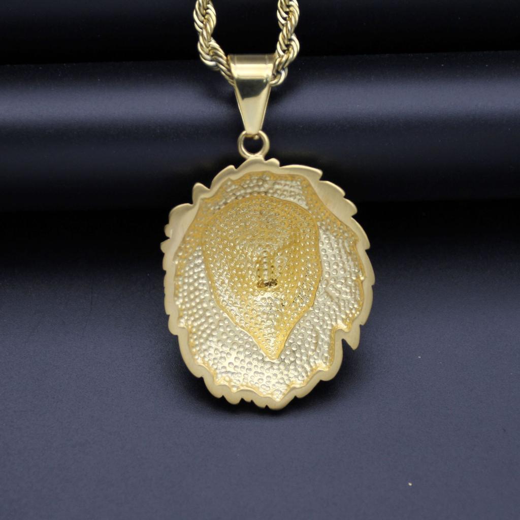 HIP Hop Lion Head Pendant Necklaces Men's Gold Color Punk Animal Jewelry