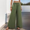 Женские зеленые брюки, новые повседневные брюки с широкими штанинами