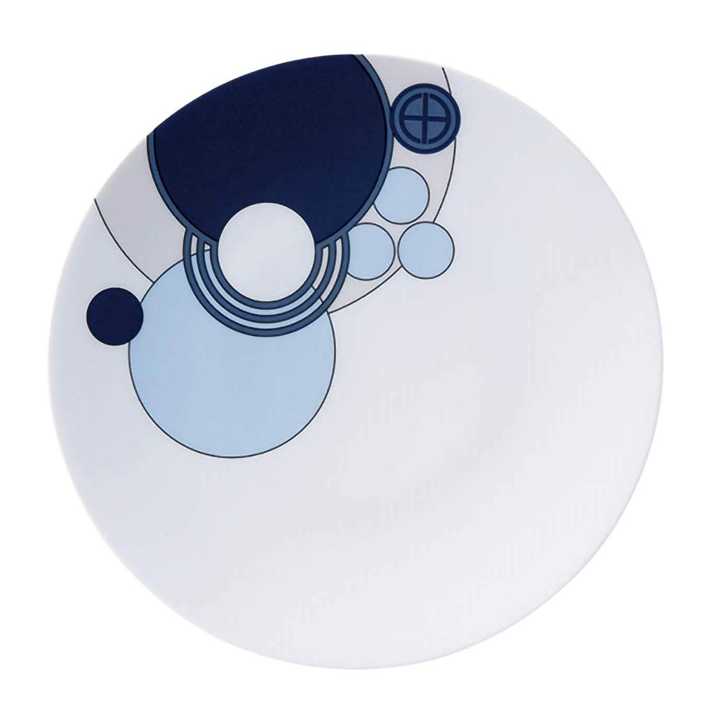 Тарелка Noritake Frank Lloyd Wright Imperial Blue, подходит для использования в микроволновой печи, тонкий фарфор 24,5 см (Премиум Белый) WT94916/1701