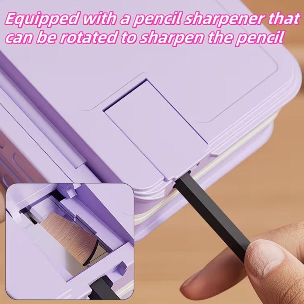 Foldable Pencil Box Reading Stand Large Capacity Adjustable Dual-use Reading Bookshelf With Pencil Sharpener Stable