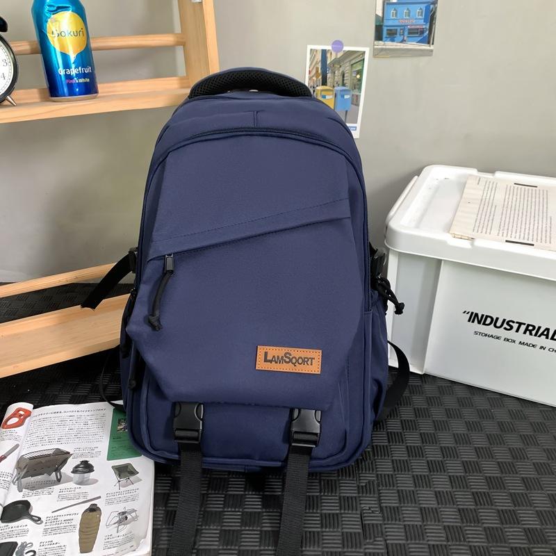 Однотонный школьный рюкзак для студента, женский, большой емкости, дорожный рюкзак, мужской рюкзак для компьютера