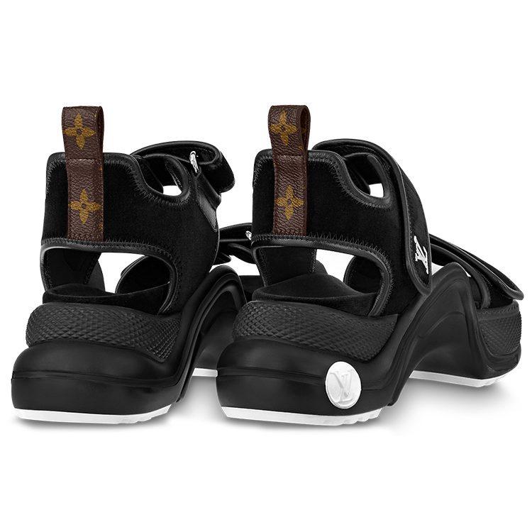 Louis Vuitton Женские черные пляжные сандалии из замши Lous 1ABVQX