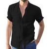 Men's Summer Solid Color Cotton Linen Short Sleeve Shirt Casual Fashion Loose Lapel Shirt
