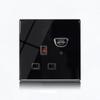 Черная закаленная стеклянная настенная панель выключателя LED 1-4Gang ретро тумблерный выключатель света стандарты ЕС и Великобритании 2 USB розетки, европейская розетка 16A