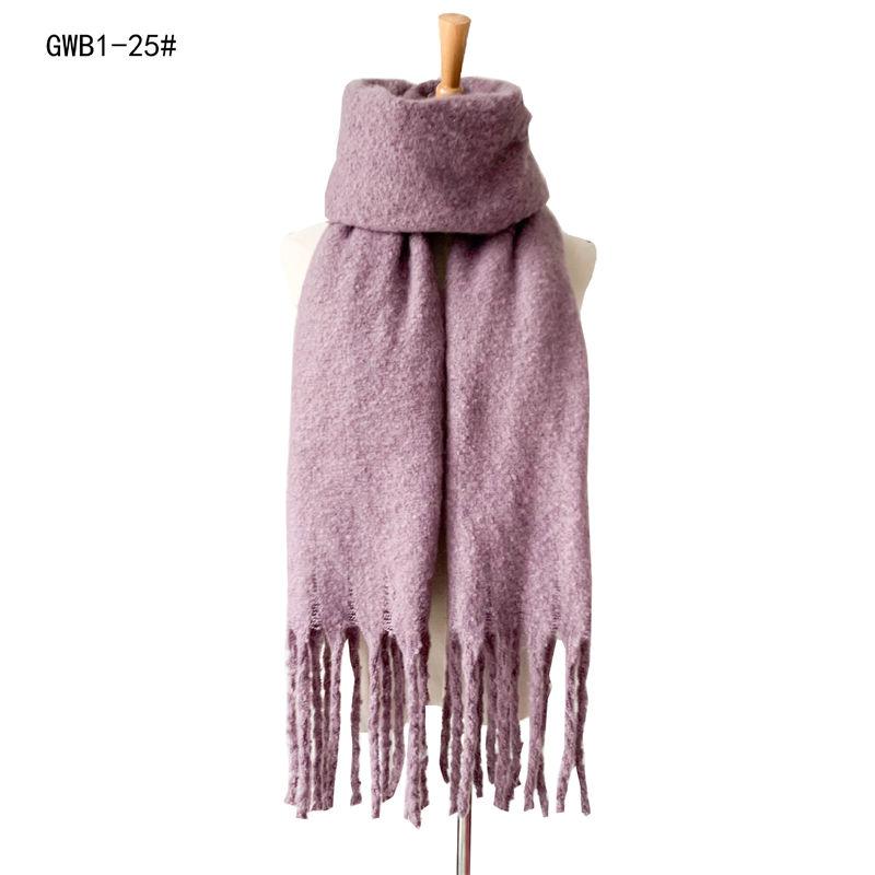 Thickened Men's Solid Color Thick Tassel Warm Circle Sand Scarf Women's Shawl Keep