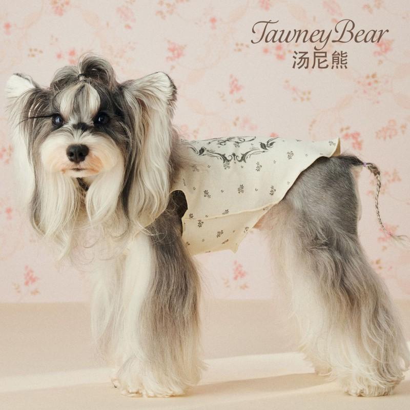 Pet Dog Vest Winter Floral Bear Print Casual Cotton Blend Schnauzer Bichon Teddy