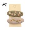 Durable Hair Clips 1 Pair Hairpins Rounded Edges Metal Stable Grip Hand-Embroidered Everyday Wear Flower Pattern Wide BB Clip Side Bang Accessories
