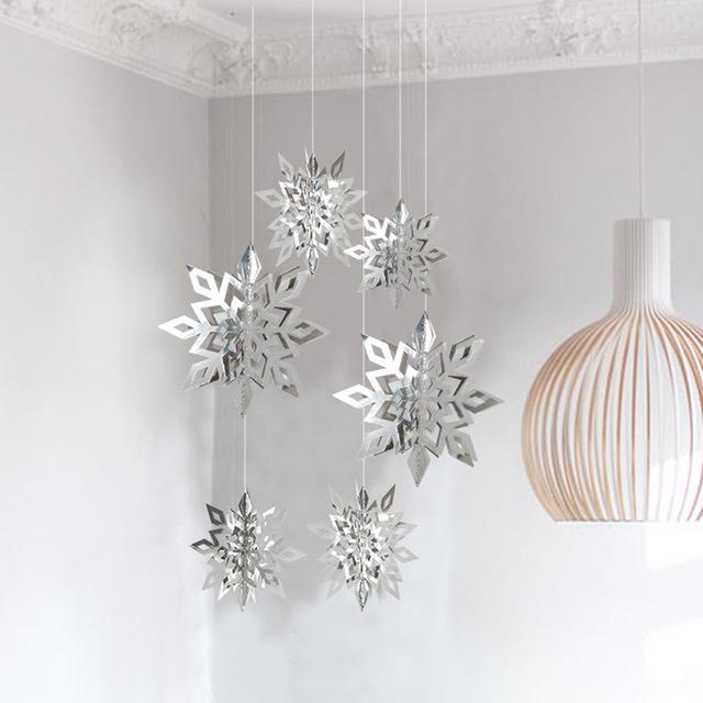 6Pcs 3D Snowflake Pendant Paper Christmas Snowflake Pendant Snowflake Pendant Holiday Party Decorations