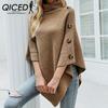 Осень-зима свитер-накидка однотонный водолазка свитер пальто для женщин