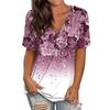 Летние женские топы с коротким рукавом и V-образным вырезом с цветочным принтом 3D футболки