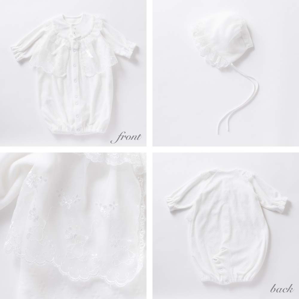 De Velor Jacquard All Organdy Вышивка Медведь Сделано в Японии [Creme Coco] (с капюшоном) Двусторонний [Церемония/Формальный] 50-70 см (Белый с оттенком)