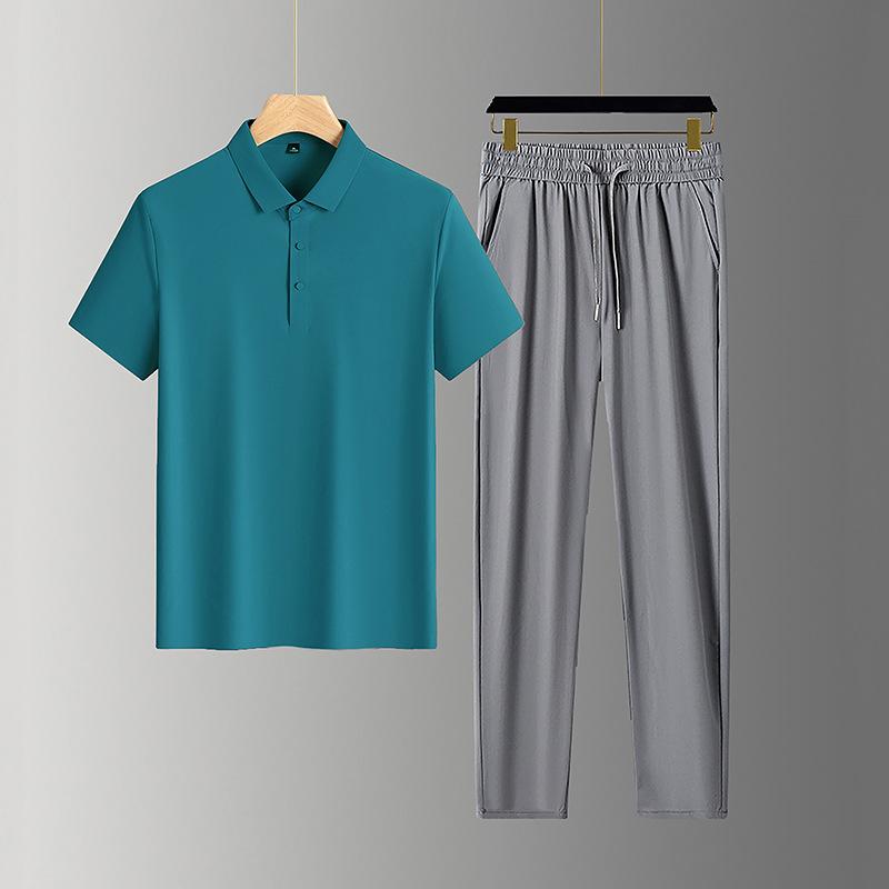 Summer Men's Short Sleeve Casual Lapel Collar Ice Breathable Versatile