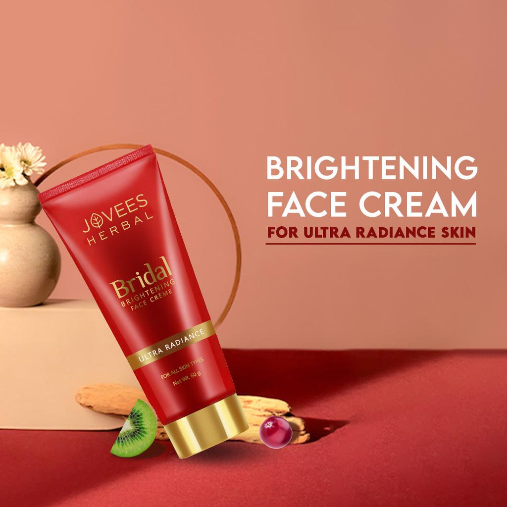 Jovees Herbal Bridal Face Creme 60gm | Natural Glow Daily Moisturizer For Radiance Hydrated Bright Smooth Skin | Ultra Light Cream For All Skin Types