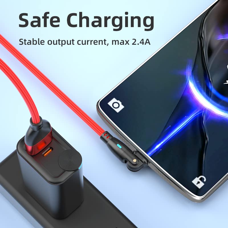 Micro USB Cable L-shaped 180 Degree Rotation Fast Charging [Set of 3 1M+1M+1M] High Speed Data Transfer Micro Made of Reinforced TPE Micro Charging