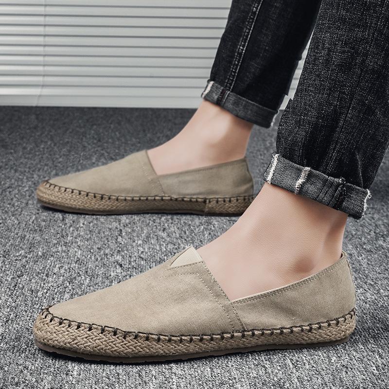 Summer Breathable Canvas Lazy One-Pedal Men Fisherman Versatile Casual Linen Shoes National Style Shoes Men