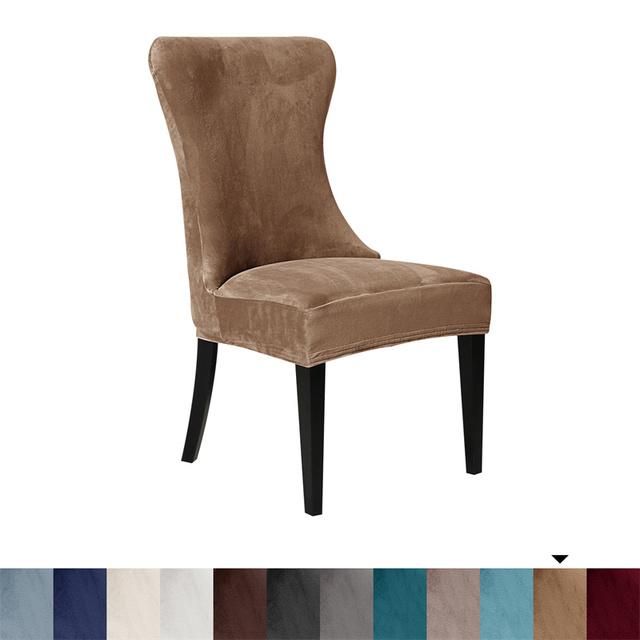 Толстый чехол на стул, моющийся, эластичный, зимний, теплый, бархатный, защитный чехол для стула, чехол для кухни, ресторана, Housse De Chaise, однотонный