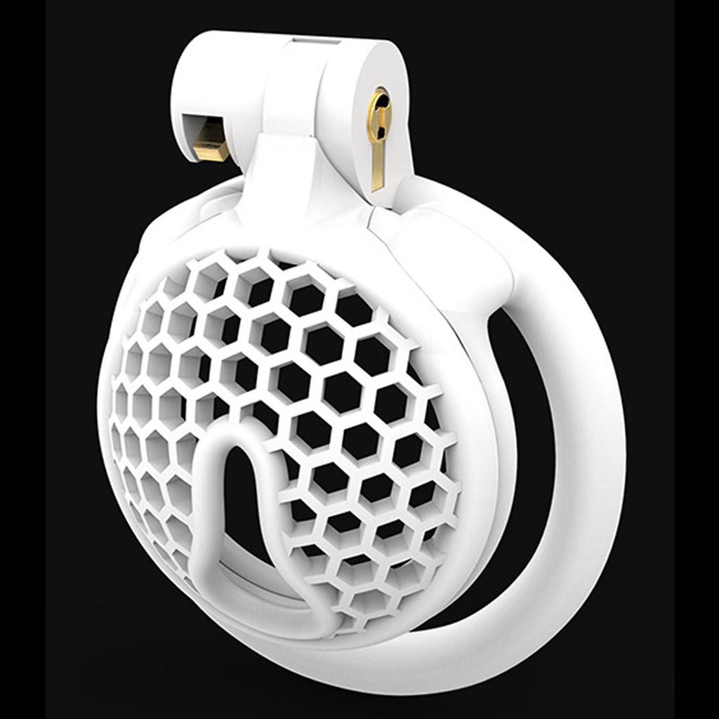 Sissy Male Mini Honeycomb Chastity Lock Breathable BDSM CB Lock Male Chastity Device with 4 Penis Rings Cock Cage Adult Sex Toy