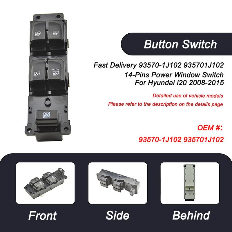 Для Hyundai i20 2008 2009 2010 2011 2012 2013 2014 2015 Быстрая доставка 93570-1J102 935701J102 14-P Переключатель стеклоподъемника