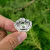 Natural Green Amethyst Multi Stone Flower Adjustable Ring 925 Silver