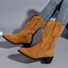 Women Boots Faux Suede  Winter New Designer Luxury Casual Low Heel Women Shoes Zipper Elegant 35-43 Lady Knee High Boots